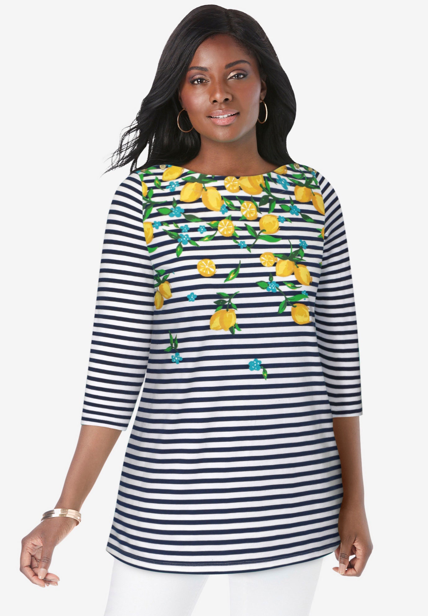 Stretch Cotton Boatneck Tunic image number 0