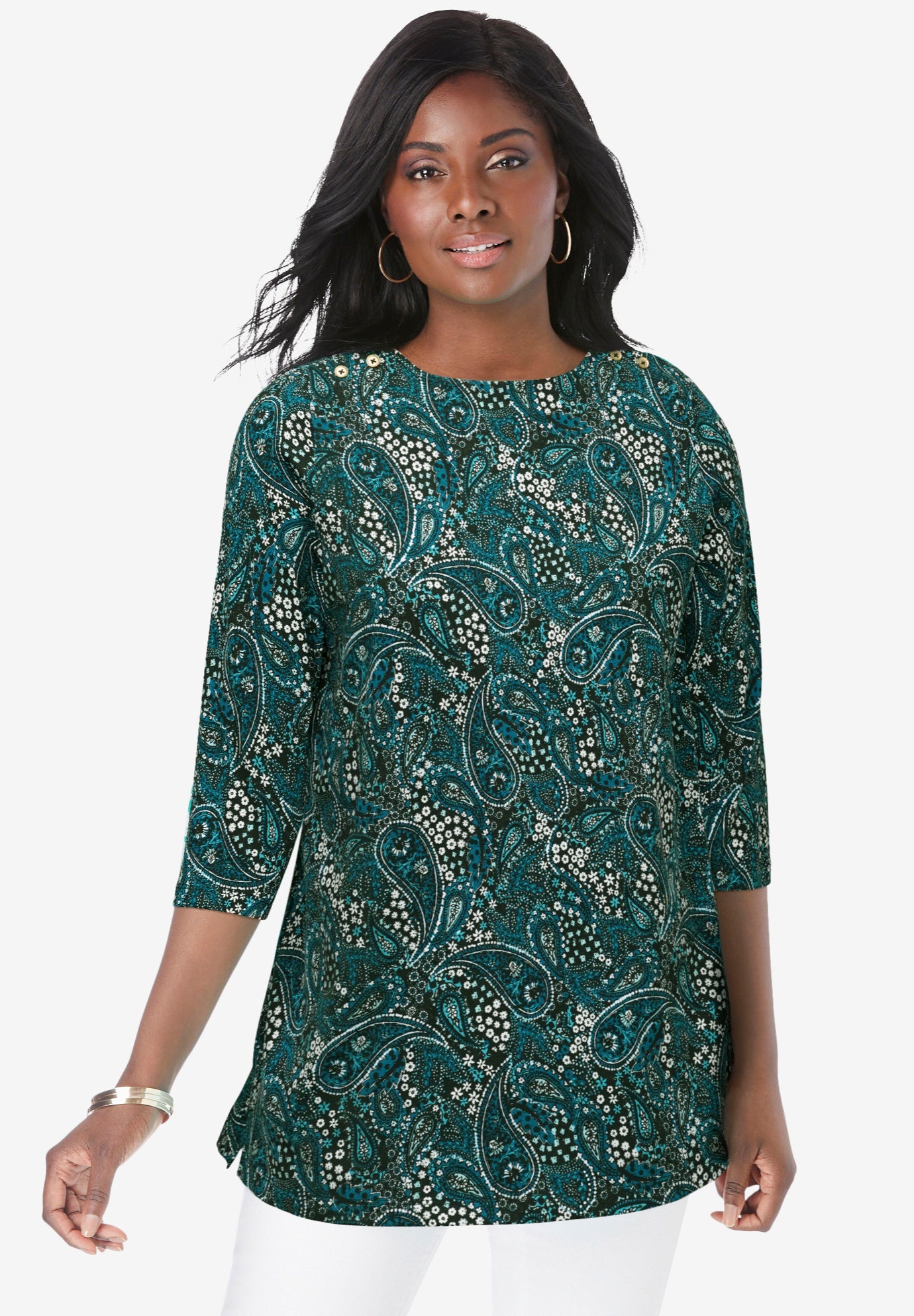 Stretch Cotton Boatneck Tunic image number 0