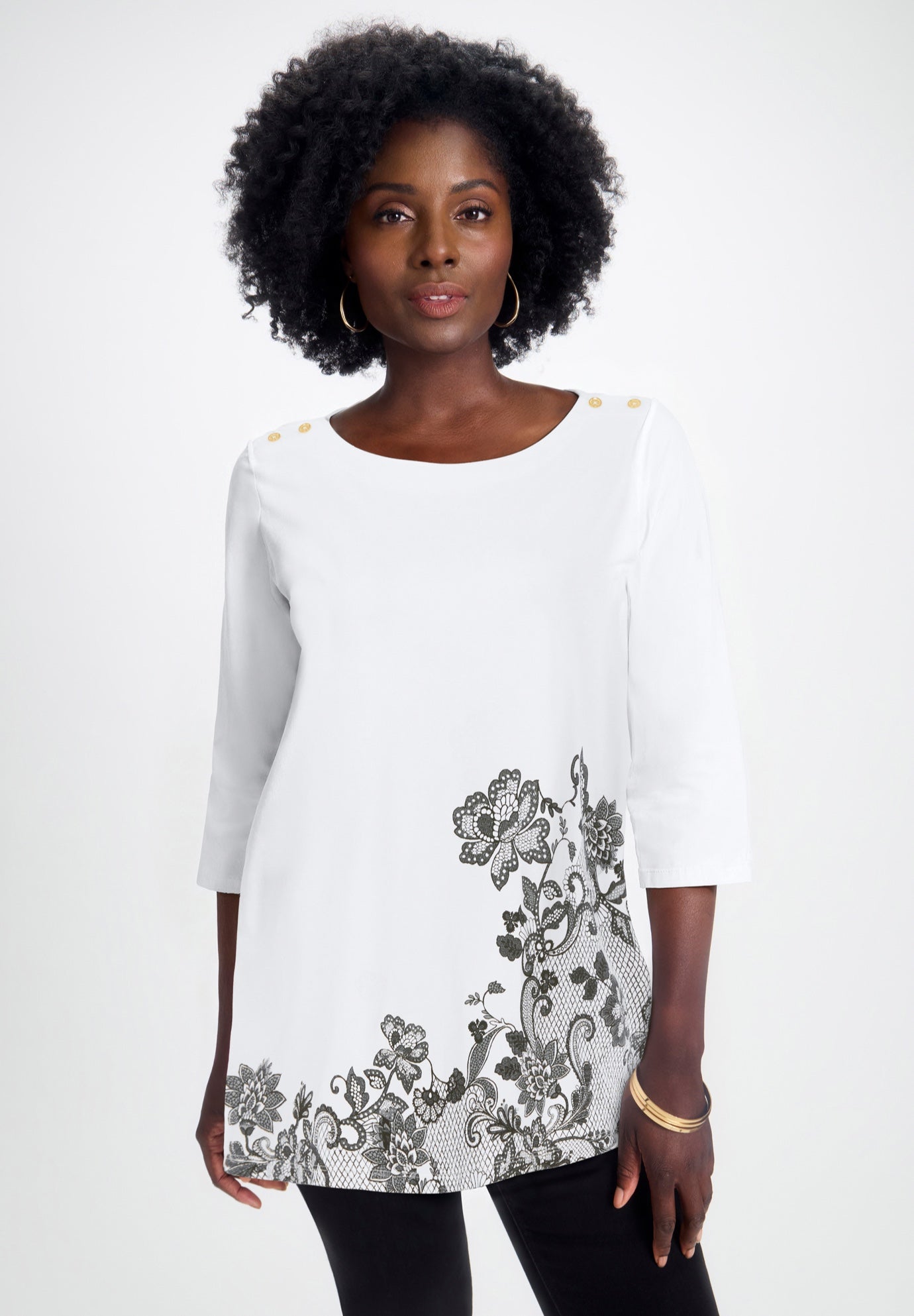 Stretch Cotton Boatneck Tunic image number 0