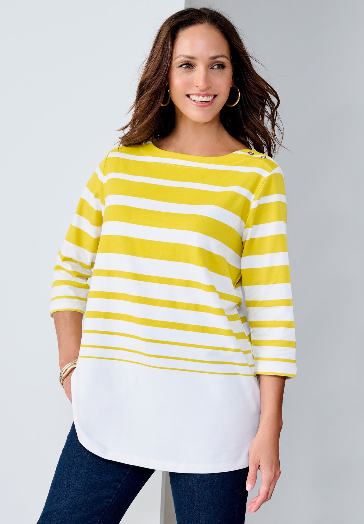 Stretch Cotton Boatneck Tunic image number 0