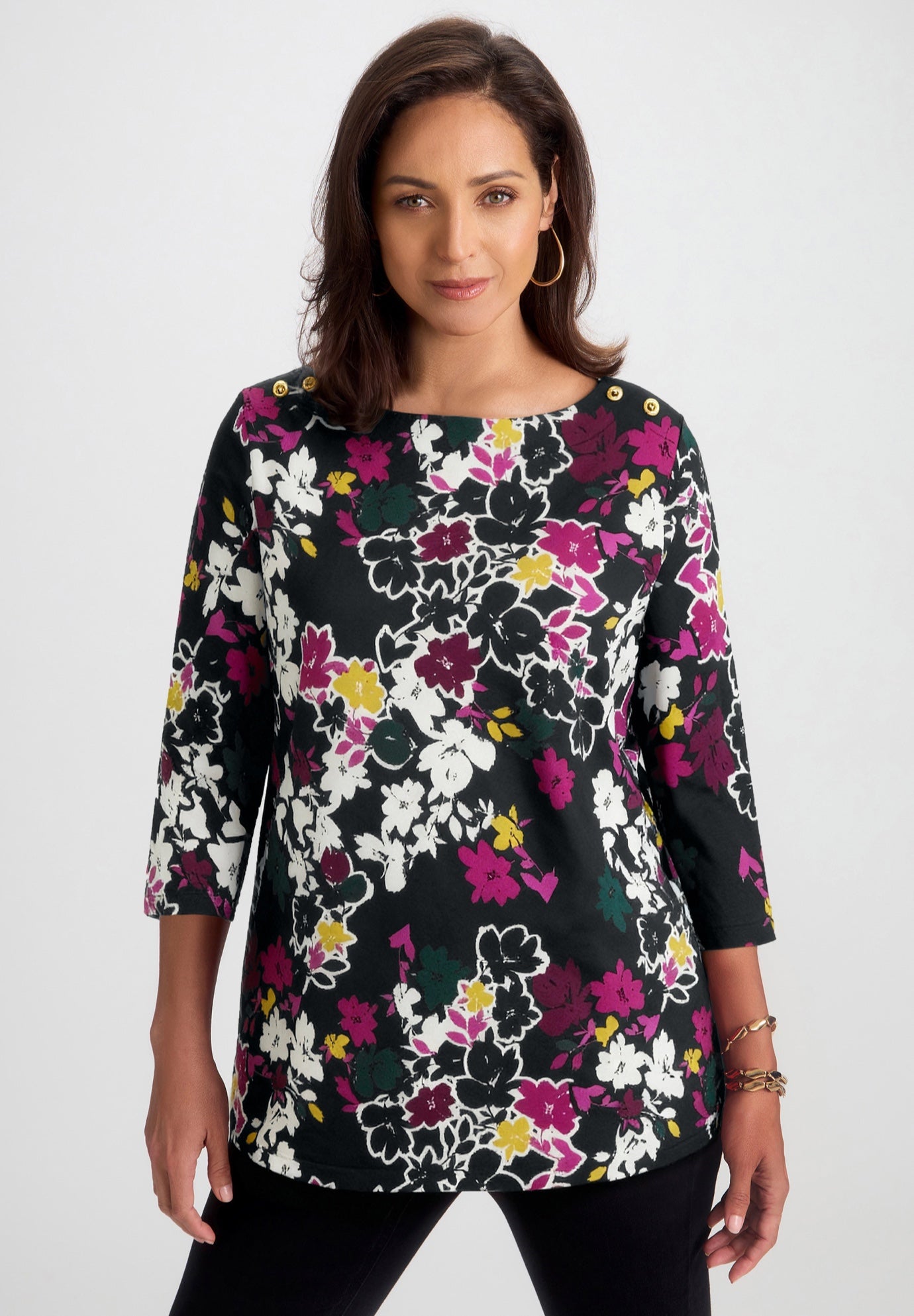 Stretch Cotton Boatneck Tunic image number 0