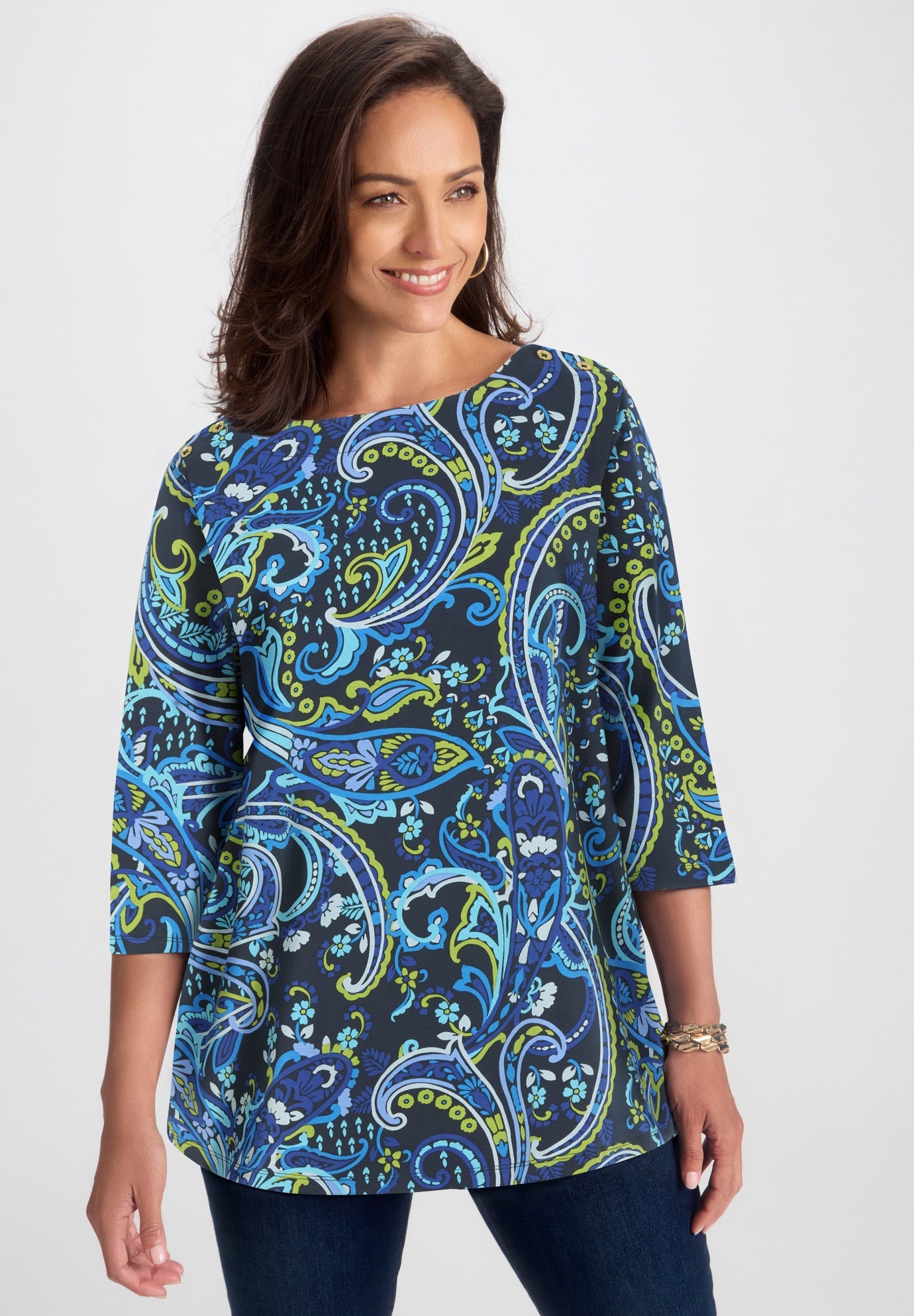 Stretch Cotton Boatneck Tunic image number 0