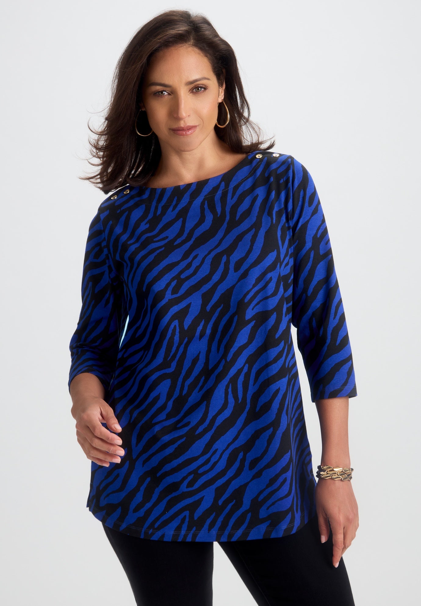 Stretch Cotton Boatneck Tunic image number 0
