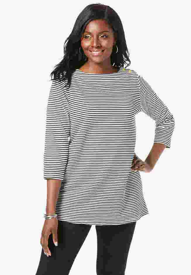 Stretch Cotton Boatneck Tunic image number 0