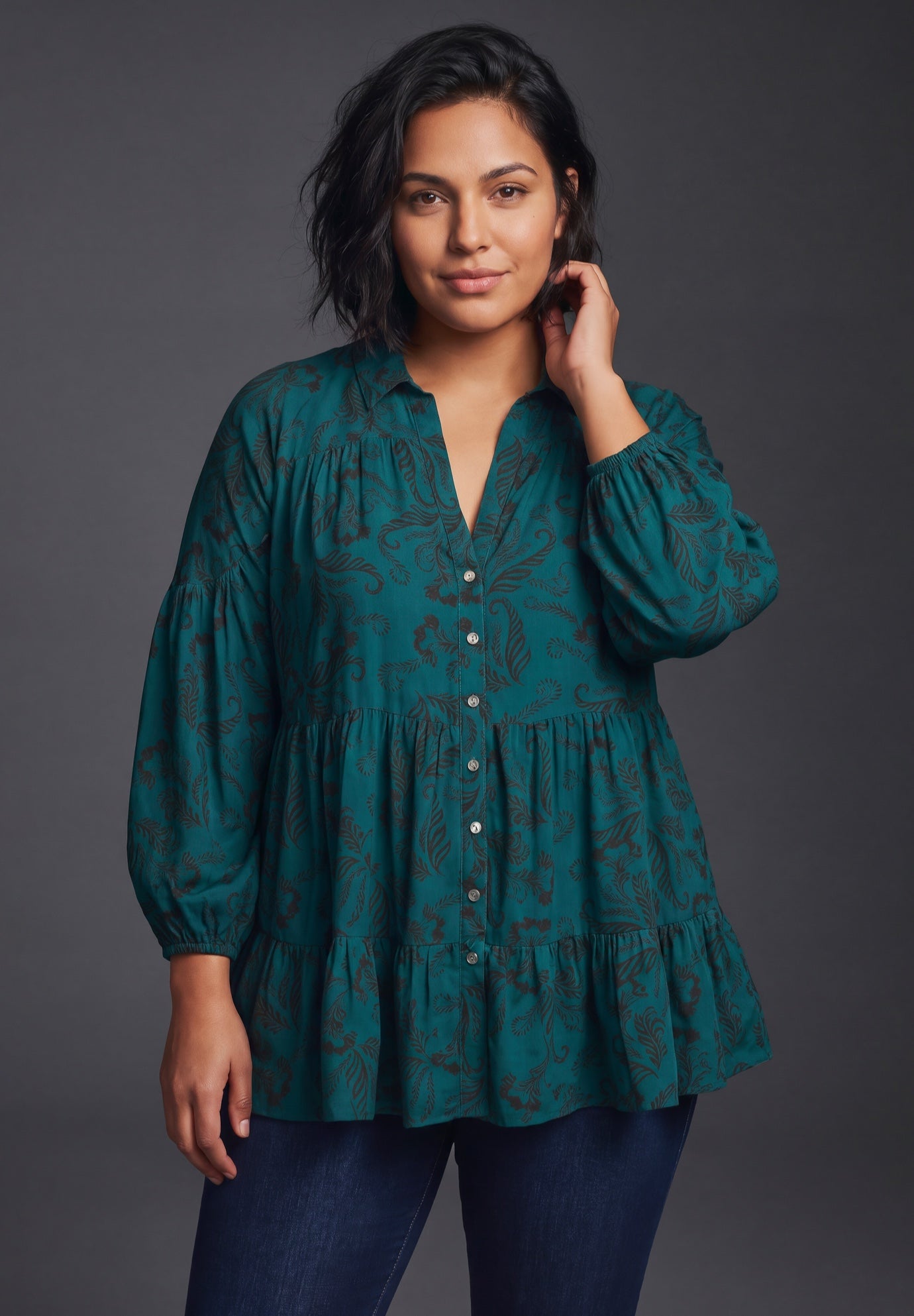 Flora Blouson Tiered Tunic image number 0