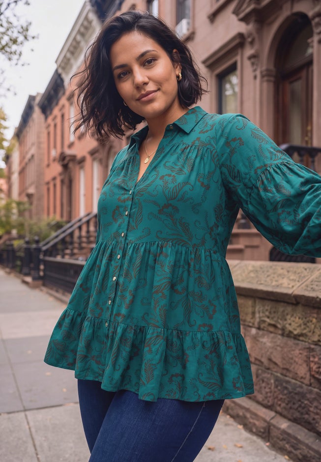 Flora Blouson Tiered Tunic image number 2