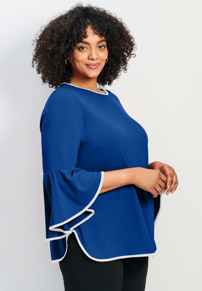 Ivana Contrast Bell Sleeve Top image number 2