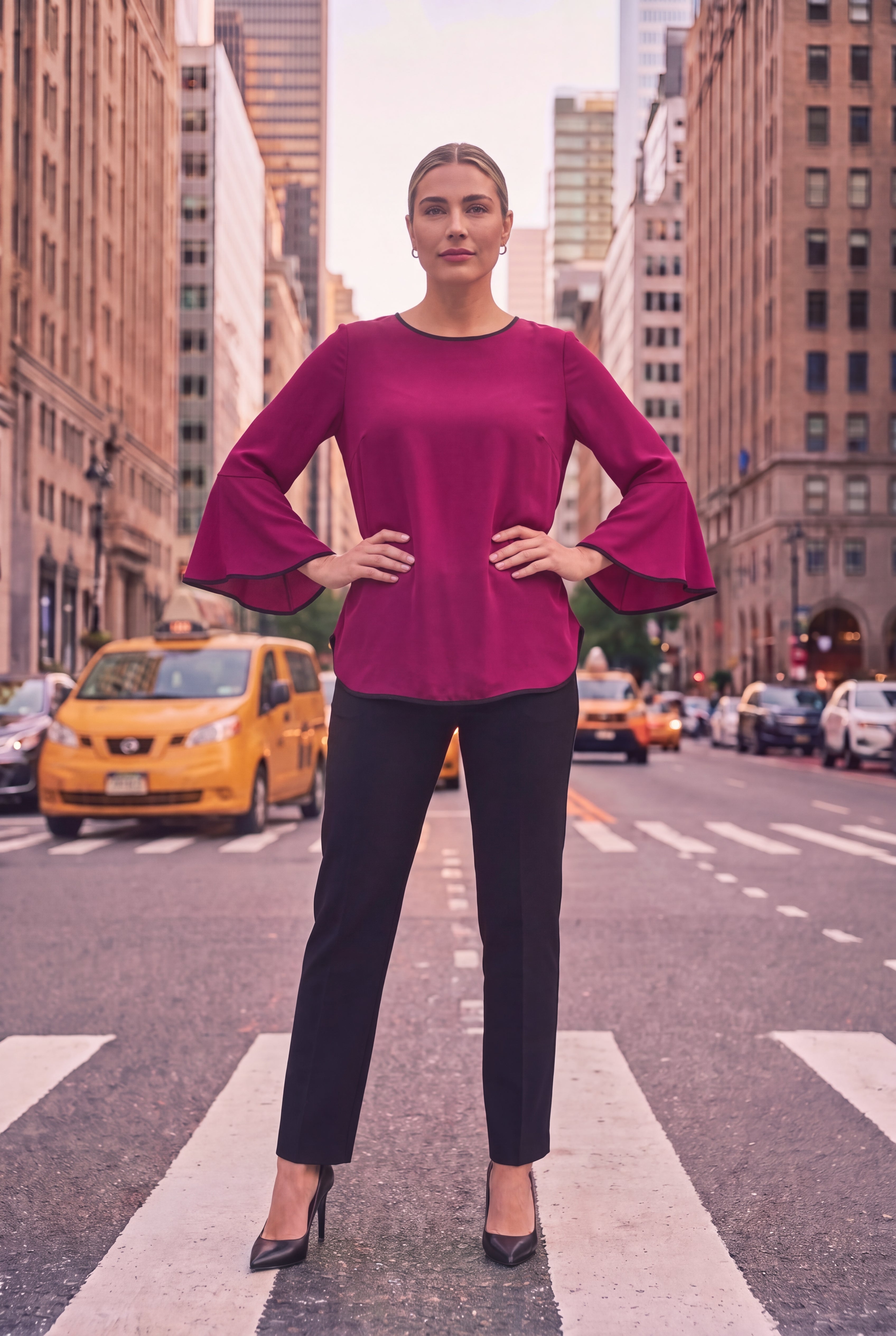 Ivana Contrast Bell Sleeve Top image number 6