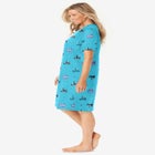 V-Neck Short Sleeve Knee-Length Cotton Sleepshirt image number null