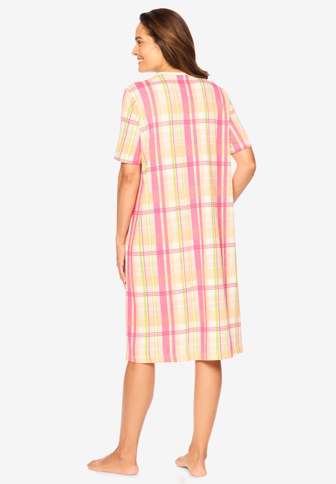 V-Neck Short Sleeve Knee-Length Cotton Sleepshirt image number 1
