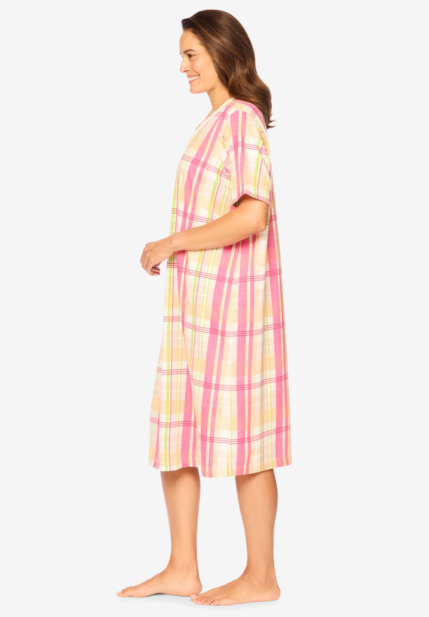 V-Neck Short Sleeve Knee-Length Cotton Sleepshirt image number 2