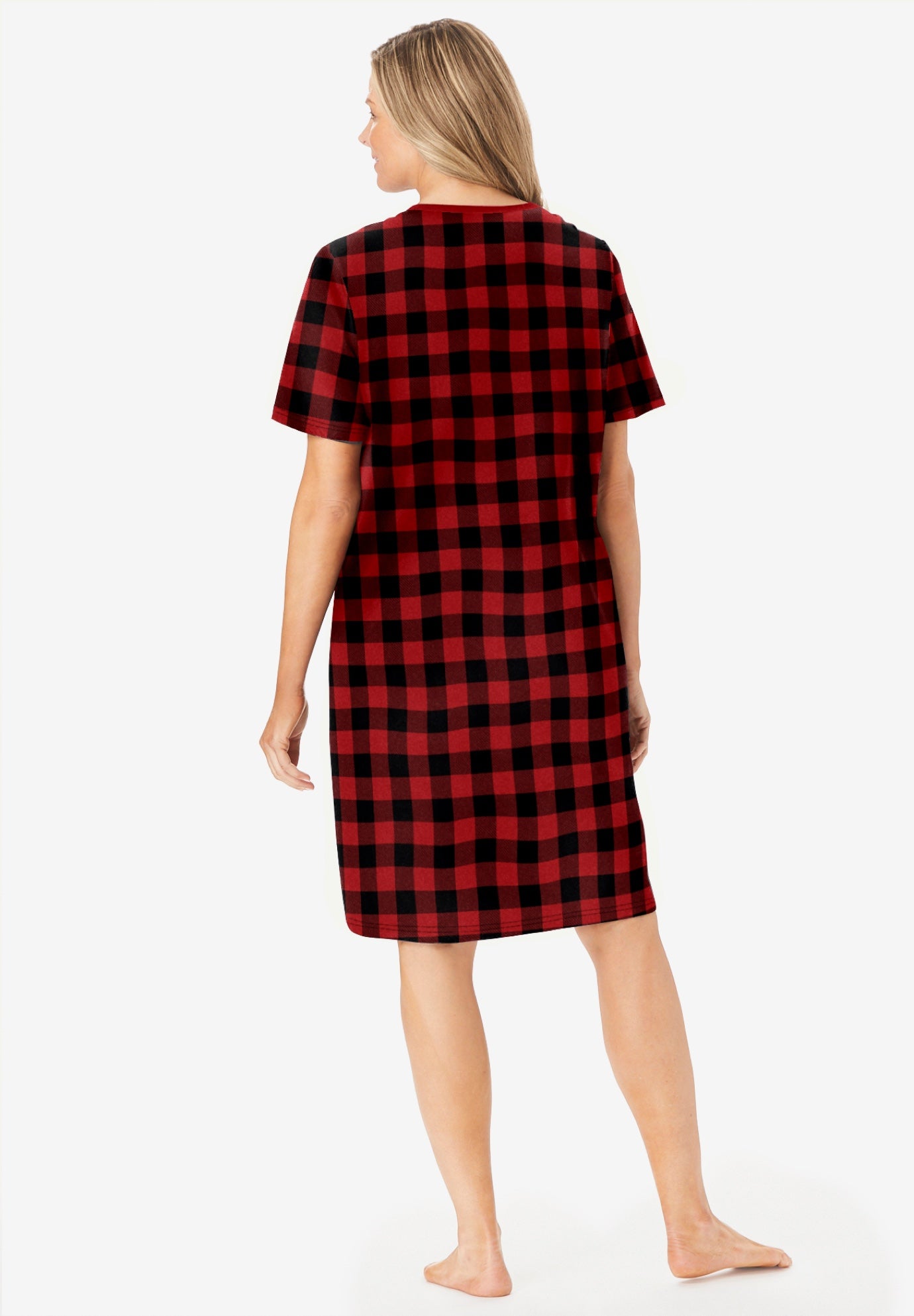 V-Neck Short Sleeve Knee-Length Cotton Sleepshirt image number 1