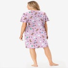 V-Neck Short Sleeve Knee-Length Cotton Sleepshirt image number null