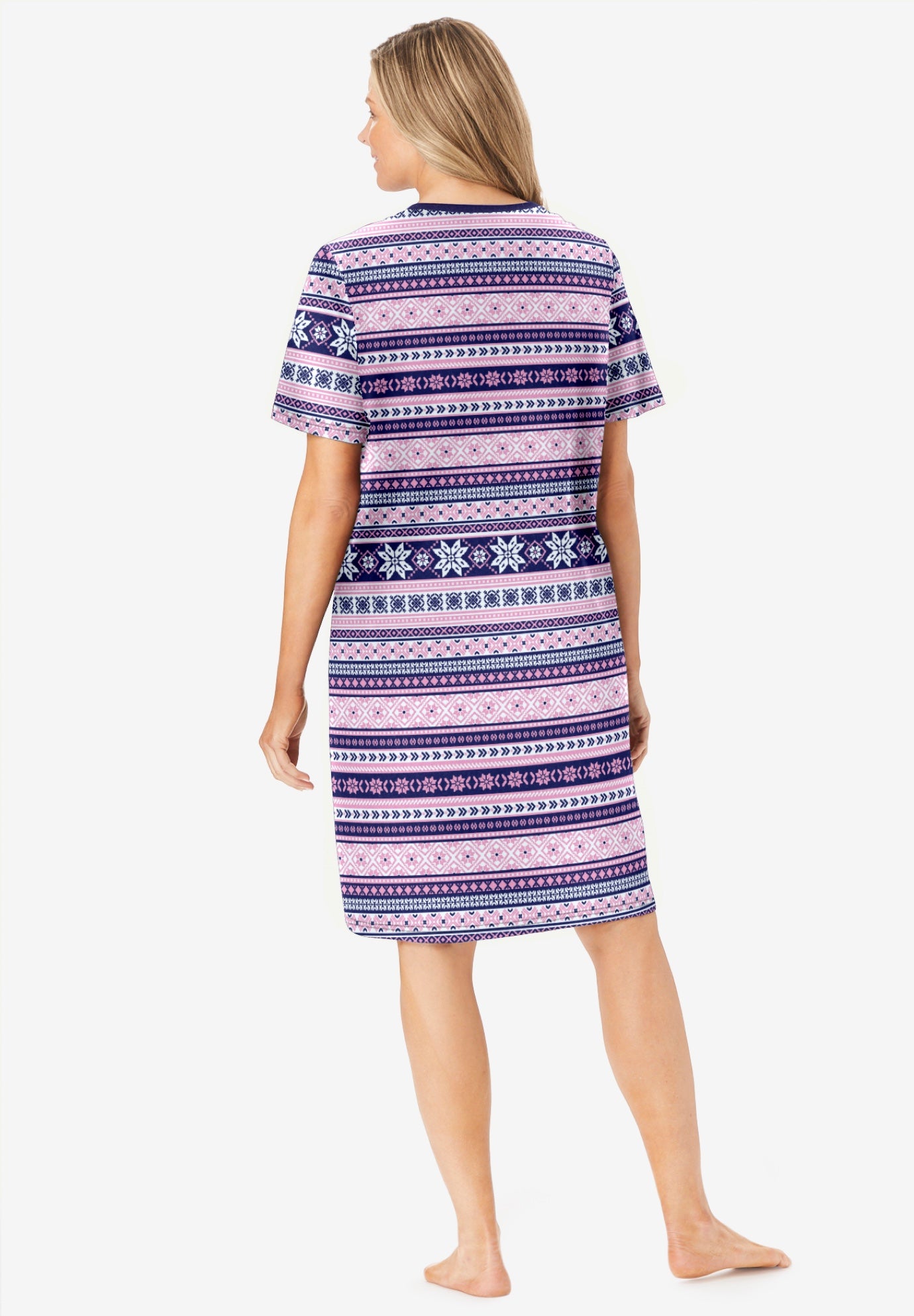 V-Neck Short Sleeve Knee-Length Cotton Sleepshirt image number 1