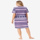 V-Neck Short Sleeve Knee-Length Cotton Sleepshirt image number 1