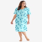 V-Neck Short Sleeve Knee-Length Cotton Sleepshirt image number 0