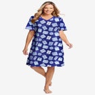 V-Neck Short Sleeve Knee-Length Cotton Sleepshirt image number null