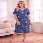 V-Neck Short Sleeve Knee-Length Cotton Sleepshirt image number 0