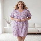 V-Neck Short Sleeve Knee-Length Cotton Sleepshirt image number null