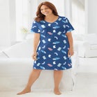V-Neck Short Sleeve Knee-Length Cotton Sleepshirt image number 0