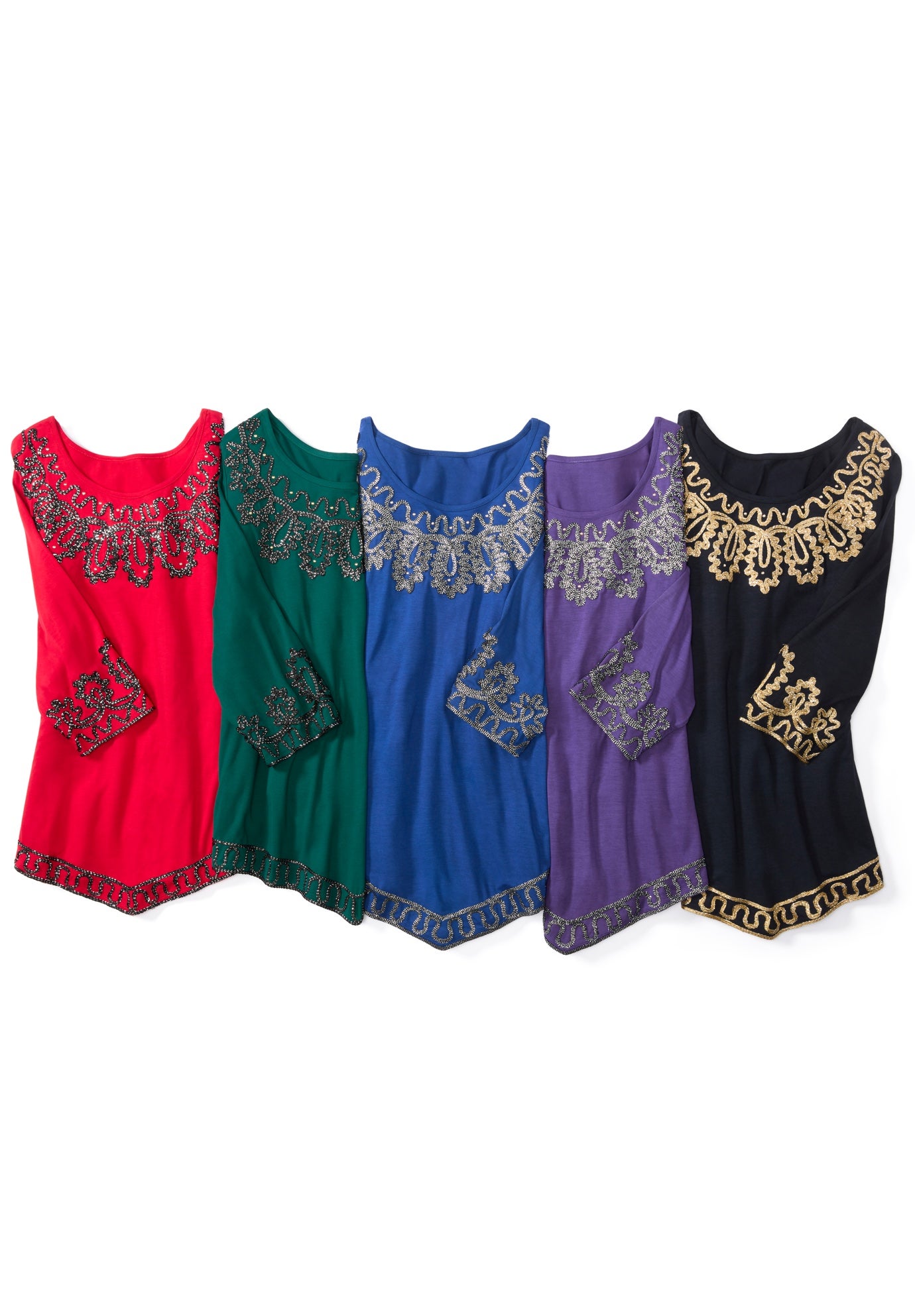 Pointed Hem Embroidered Top image number 3