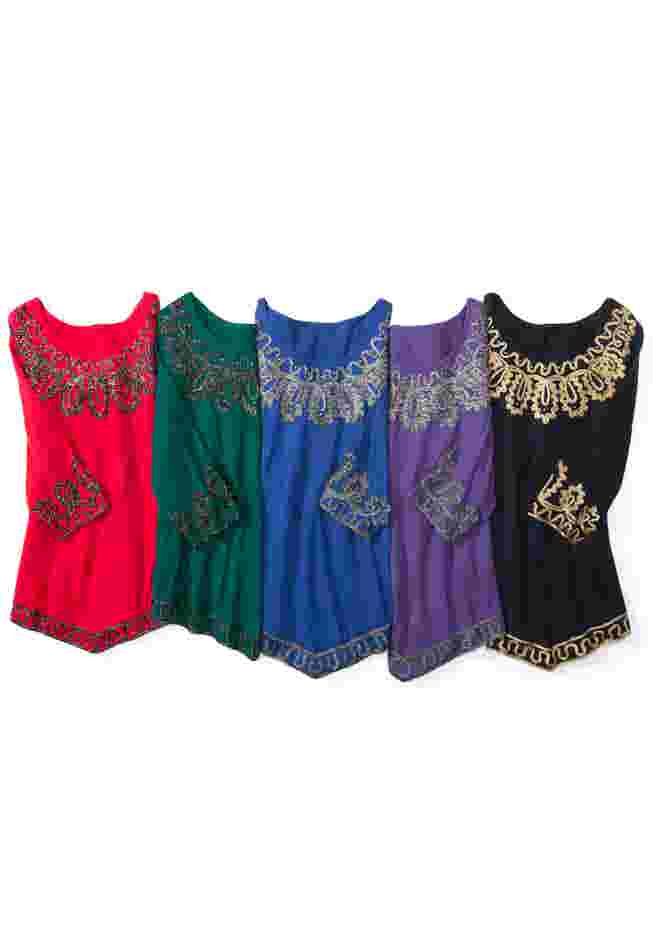Pointed Hem Embroidered Top image number 3