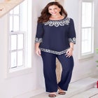 Pointed Hem Embroidered Top image number null