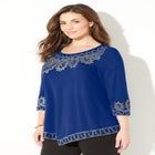 Pointed Hem Embroidered Top image number null