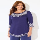 Pointed Hem Embroidered Top image number null