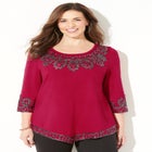Pointed Hem Embroidered Top image number null