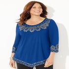 Pointed Hem Embroidered Top image number null