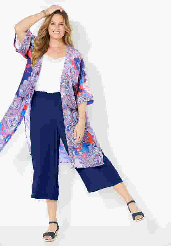 Luxe Georgette Long Kimono image number 1