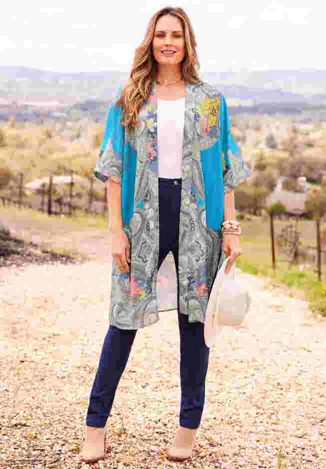 Luxe Georgette Long Kimono image number 0