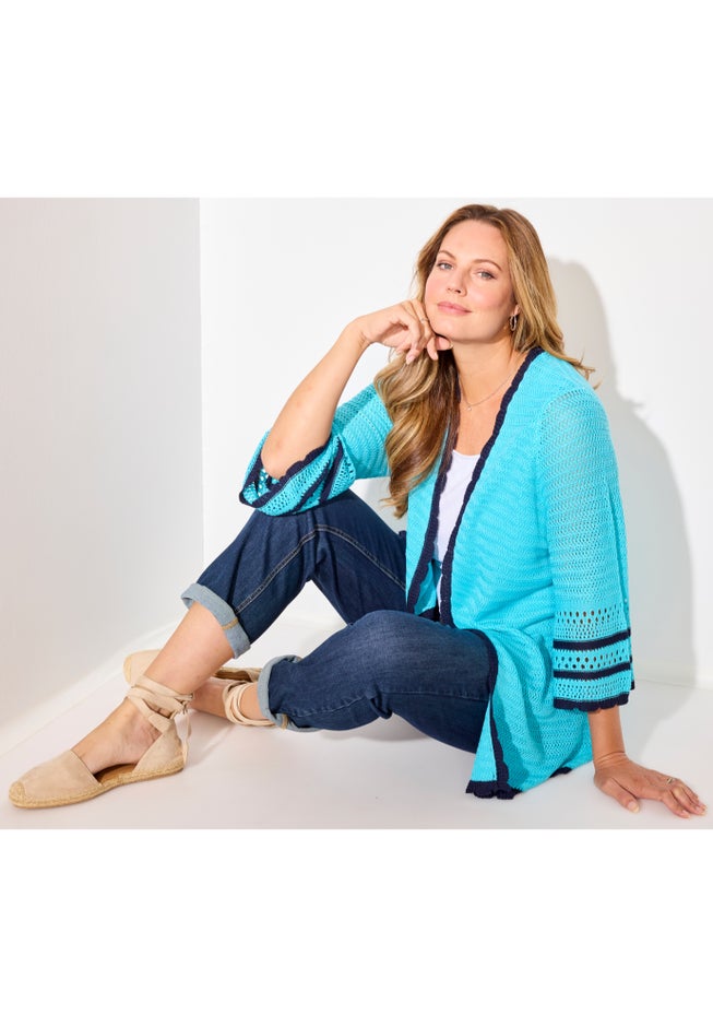 Bell Sleeve Open-Front Cardigan image number 1