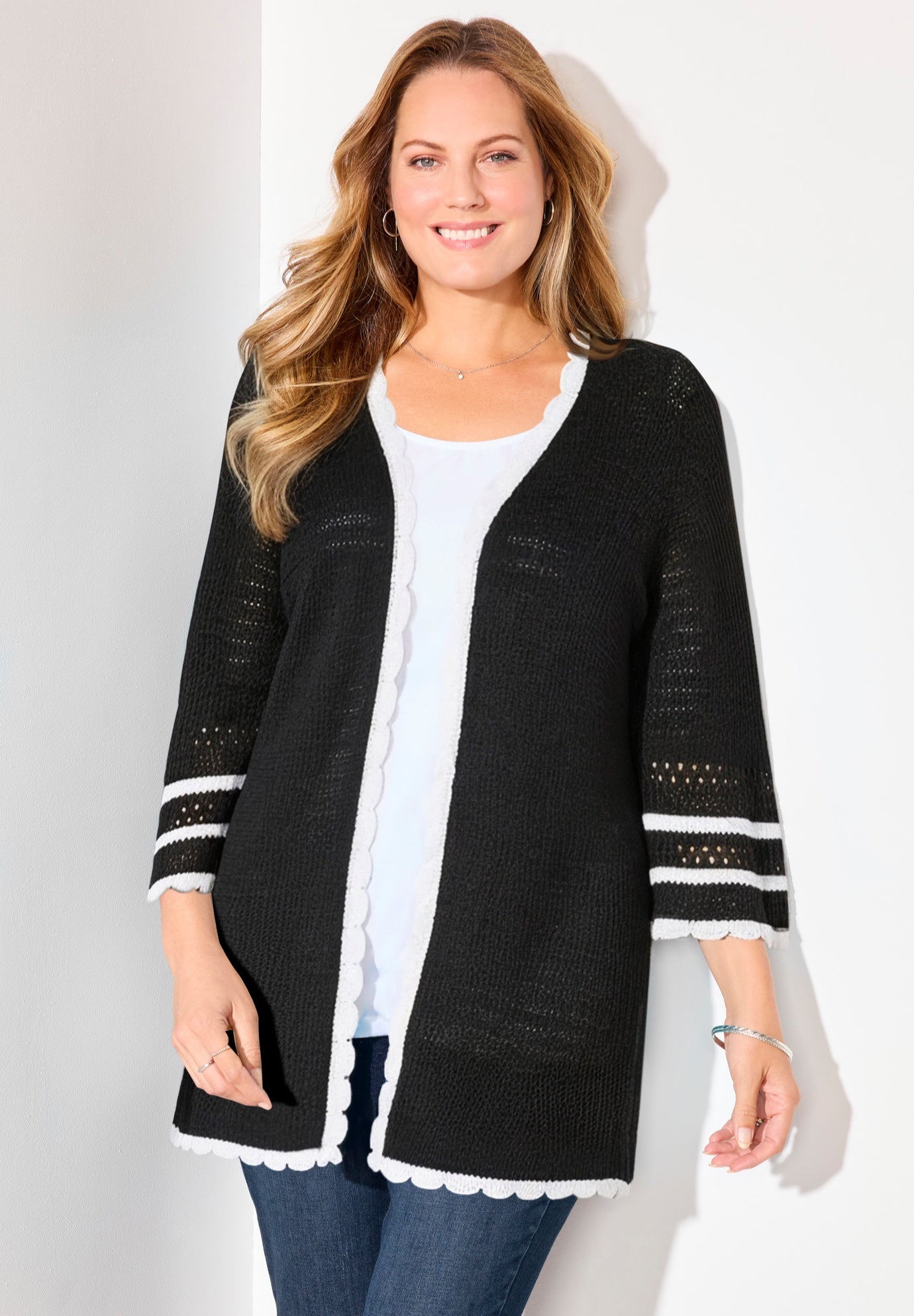 Bell Sleeve Open-Front Cardigan image number 0