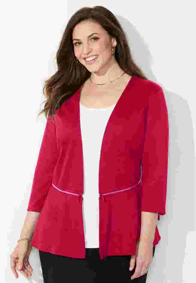 Curvy Collection Ponte Knit Peplum Blazer image number 0
