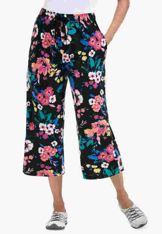 Womens Plus-Size Sport-Knit Pull-On Capri Pants image number 4
