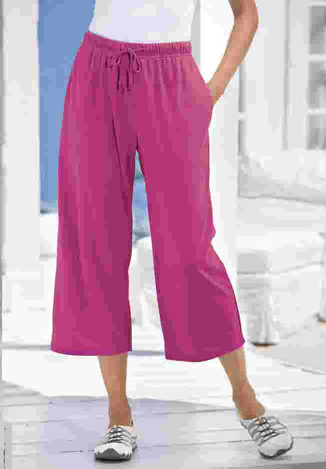 Womens Plus-Size Sport-Knit Pull-On Capri Pants image number 5