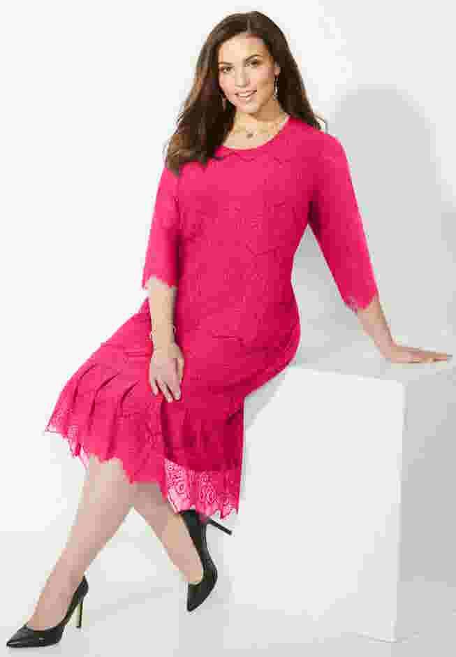 Shirred Lace Flounce Dress image number 0