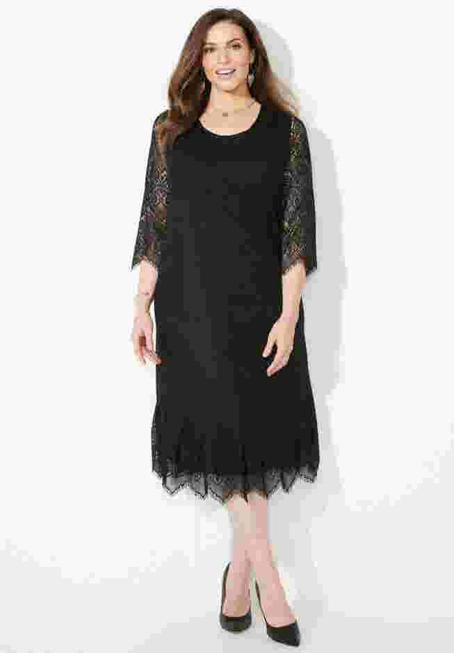 Shirred Lace Flounce Dress image number 0