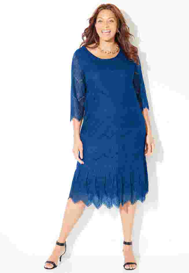 Shirred Lace Flounce Dress image number 0