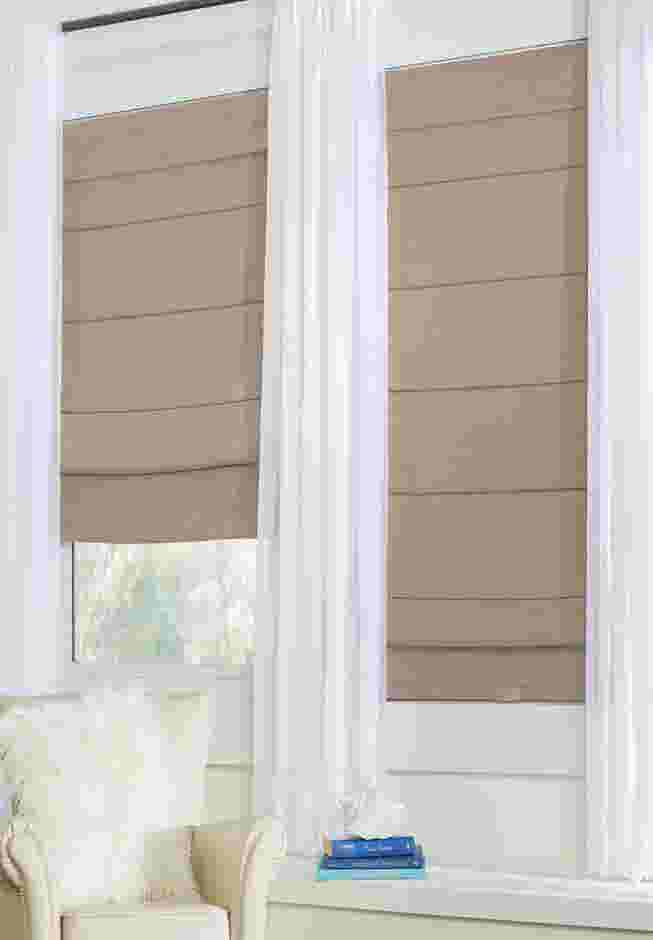 Cordless Large Fold Woven Blackout Roman Shade image number 1