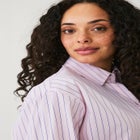 Cotton Stretch Button Front Oversized Shirt image number null