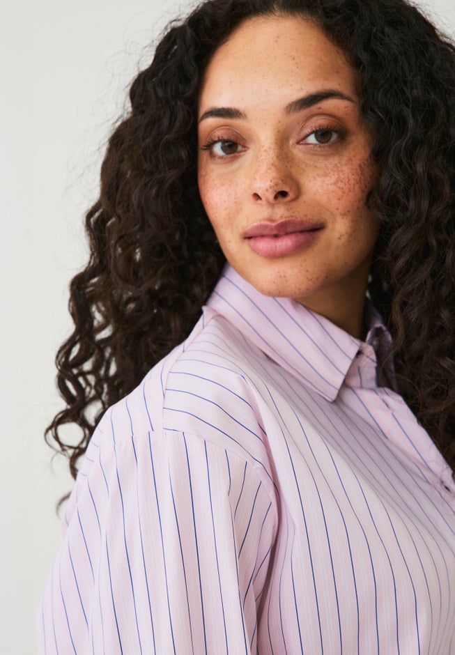 Cotton Stretch Button Front Oversized Shirt image number 2