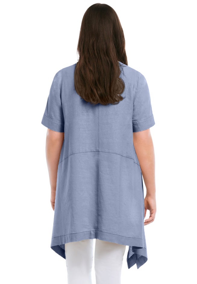 Linen-Blend Hanky Hem Tunic image number 1
