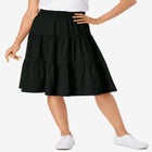 Elastic-Waist Knit Tiered Skirt image number null