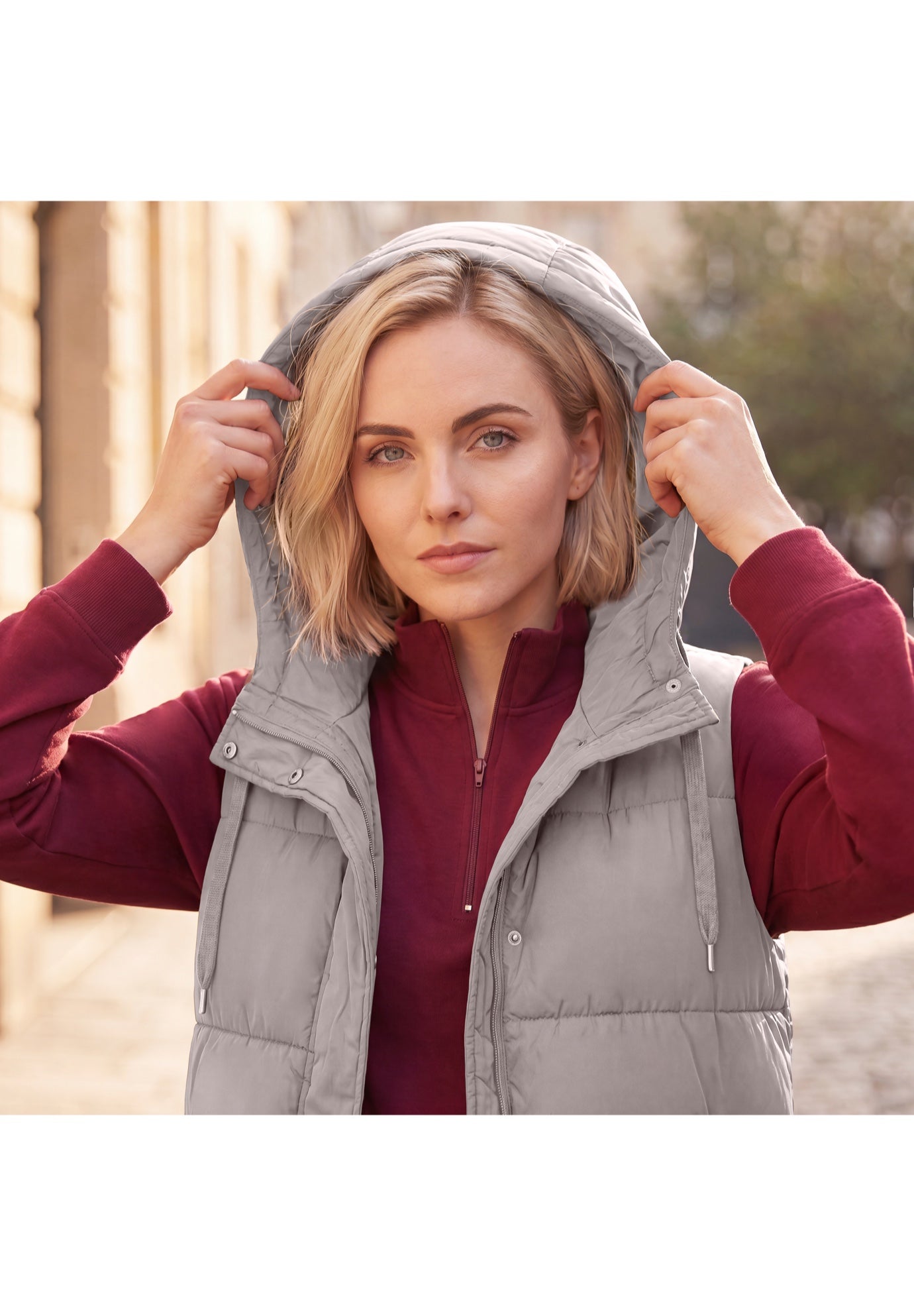 Long Hooded Puffer Vest image number 2