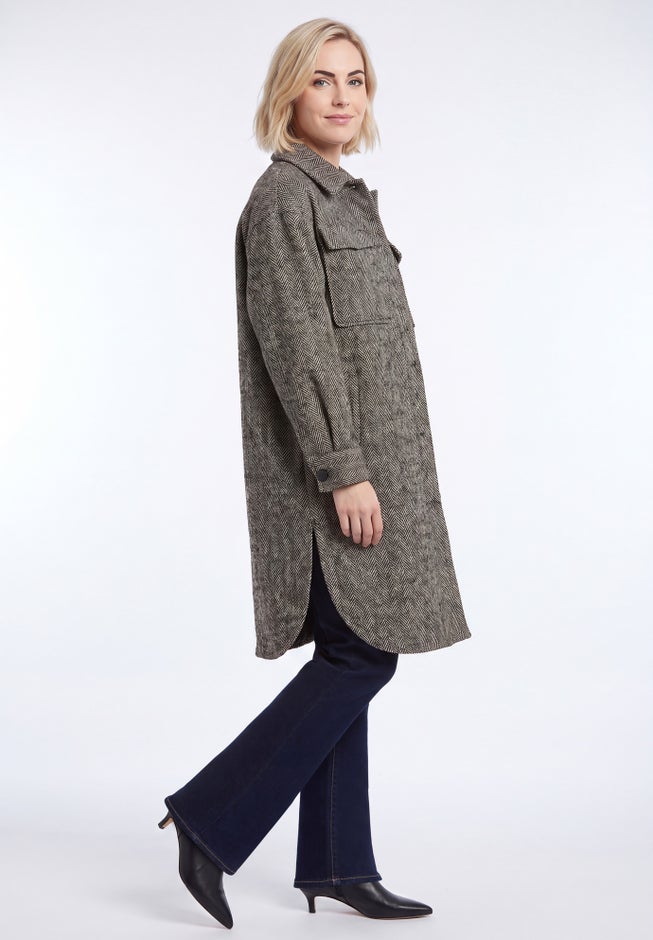 Button Front Long Shirt Jacket image number 2