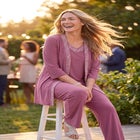 Beaded 3-Piece Cardigan Pant Suit image number 0