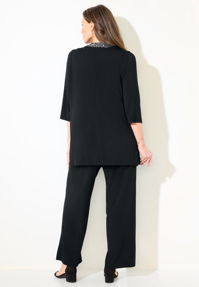 Beaded 3-Piece Cardigan Pant Set image number 1